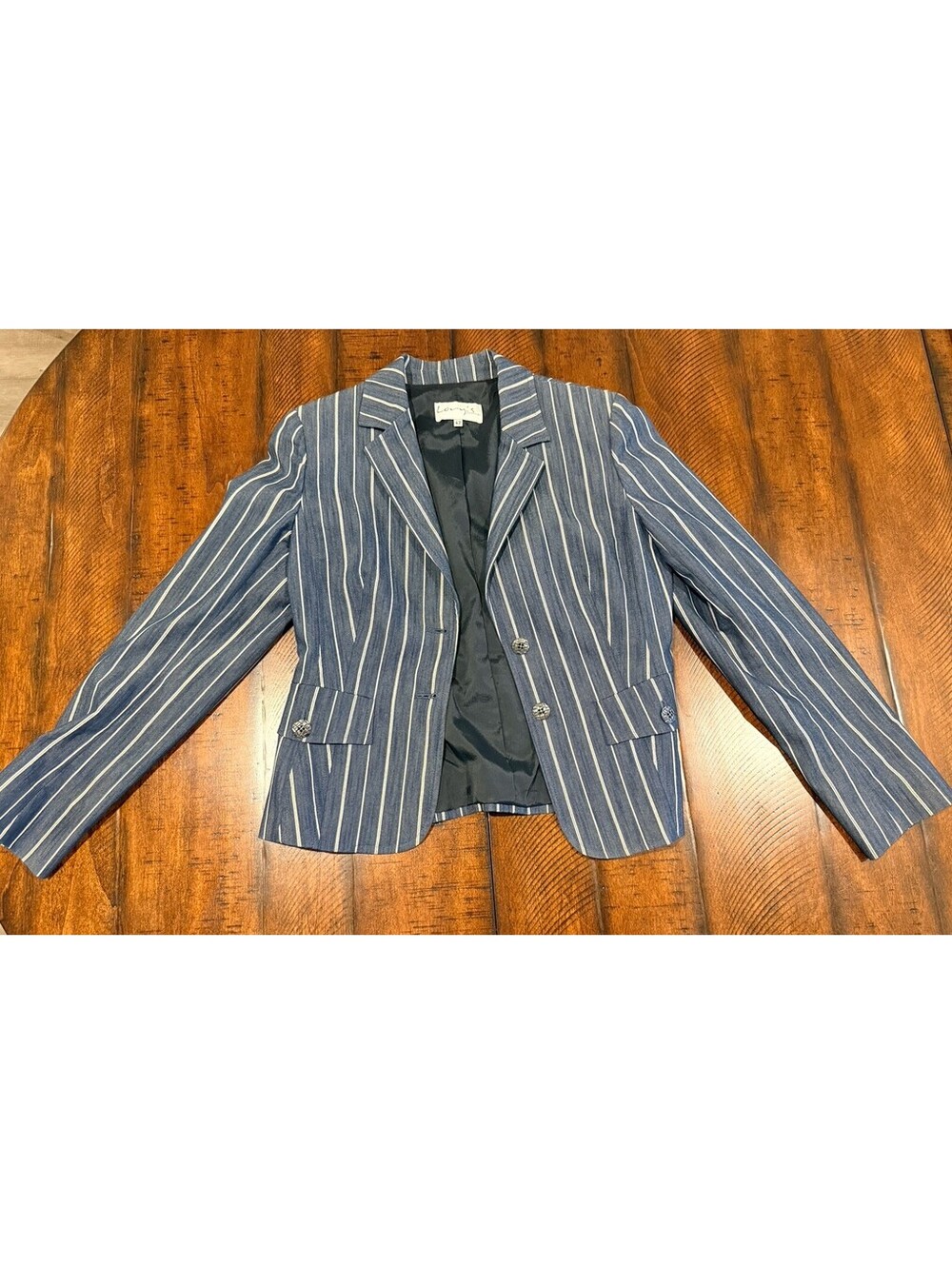 Donna Lory's Italian Pinstripe Double Breasted Blazer, Size 42, Women's Small 6